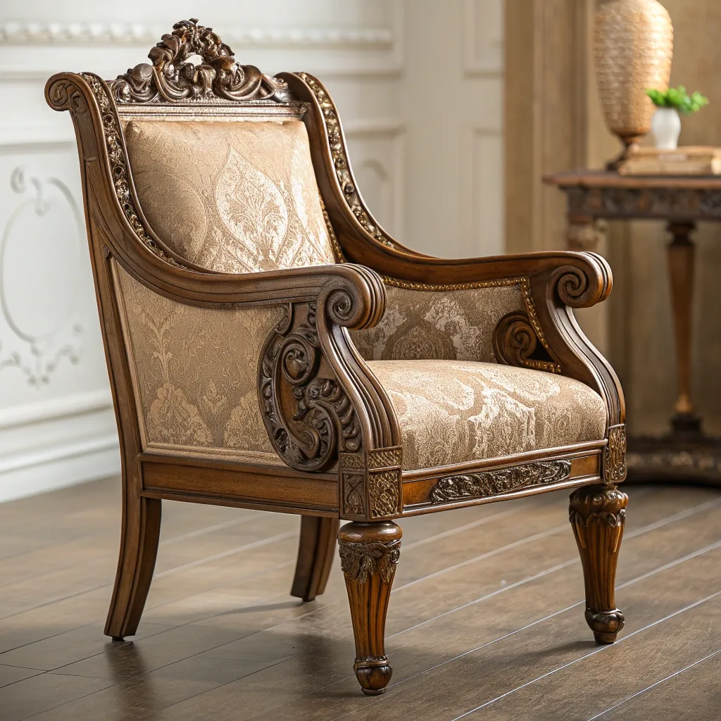 Elegant vintage armchair with intricate designs